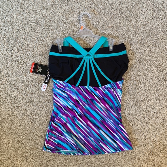NWT - Zeroxposur Tankini/Shorts
2pc Bathing Swim Suit
Black/Purple/Aqua (Size 8) - Picture 6 of 6
